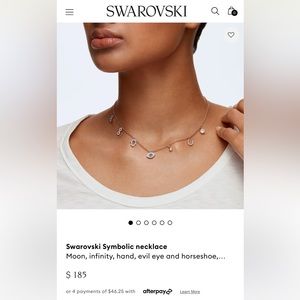 SWAROVSKI brand NWT $185 Symbolic evil eye hamsa moon gold necklace